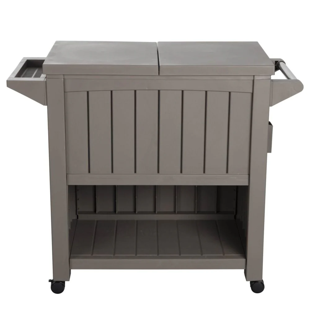 Kyle Garden Bar Serving Cart With Cooler - Taupe - Nurns