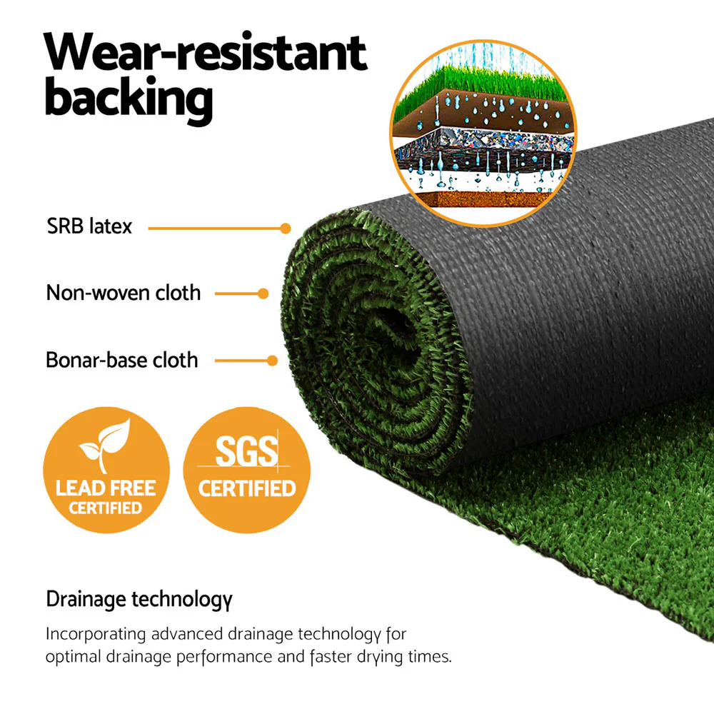 Primeturf Artificial Grass Synthetic 20 SQM Fake Lawn 17mm 1x10M - Nurns