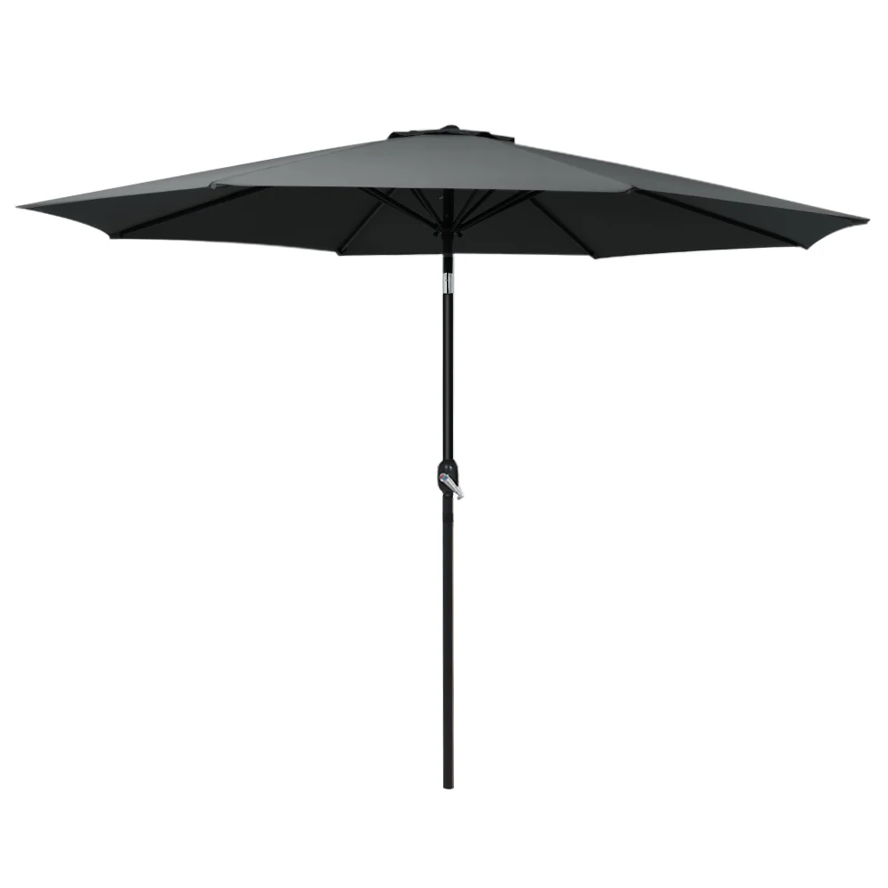 Instahut 3m Outdoor Umbrella Beach Pole Garden Patio Tilt Black - Nurns