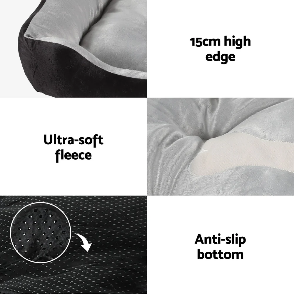 LARGE Dog Beds Pet Calming Soft Sleeping Comfy Plush Mat Cave Washable - Black - Nurns