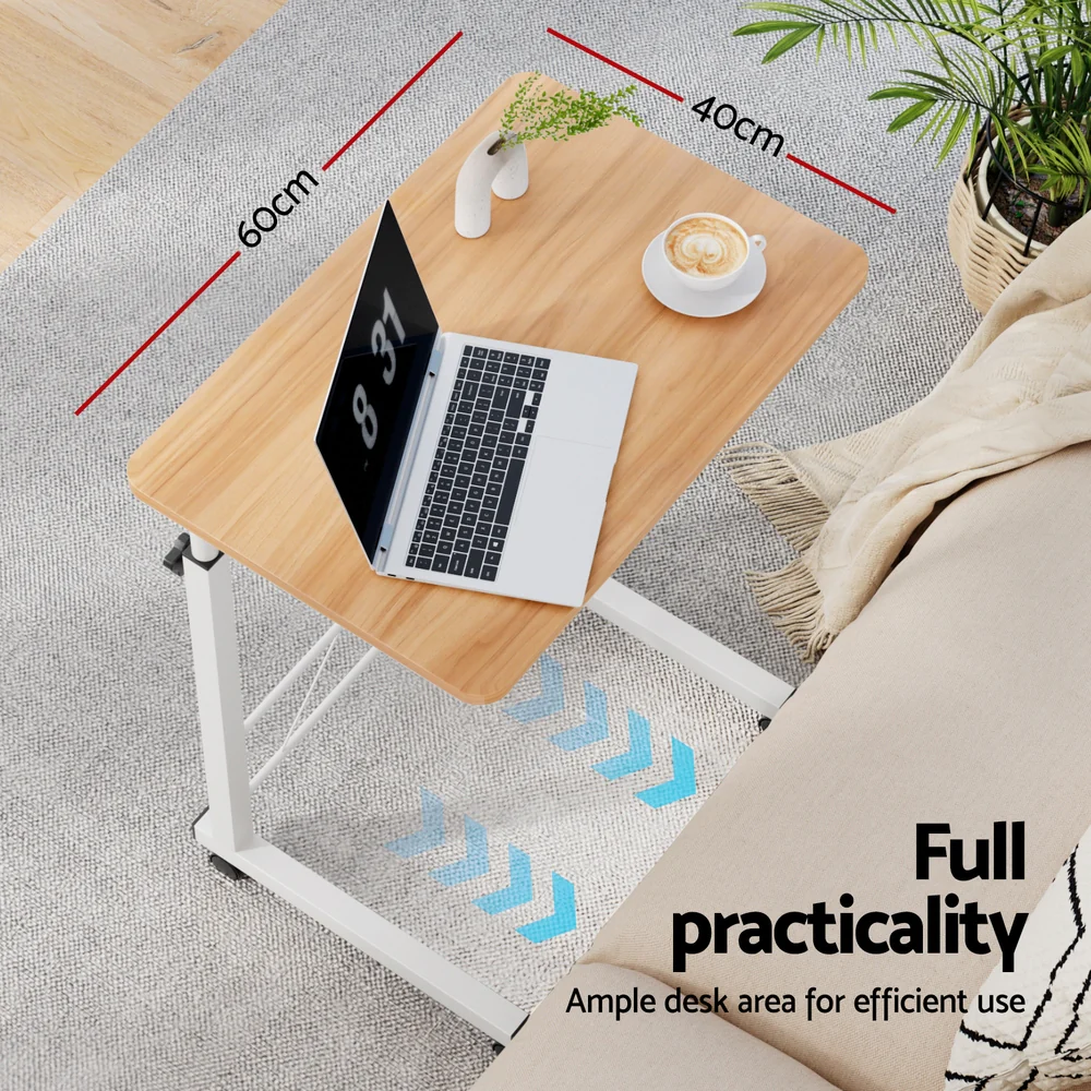 Artiss Laptop Desk Table Adjustable 60cm Light Wood - Nurns