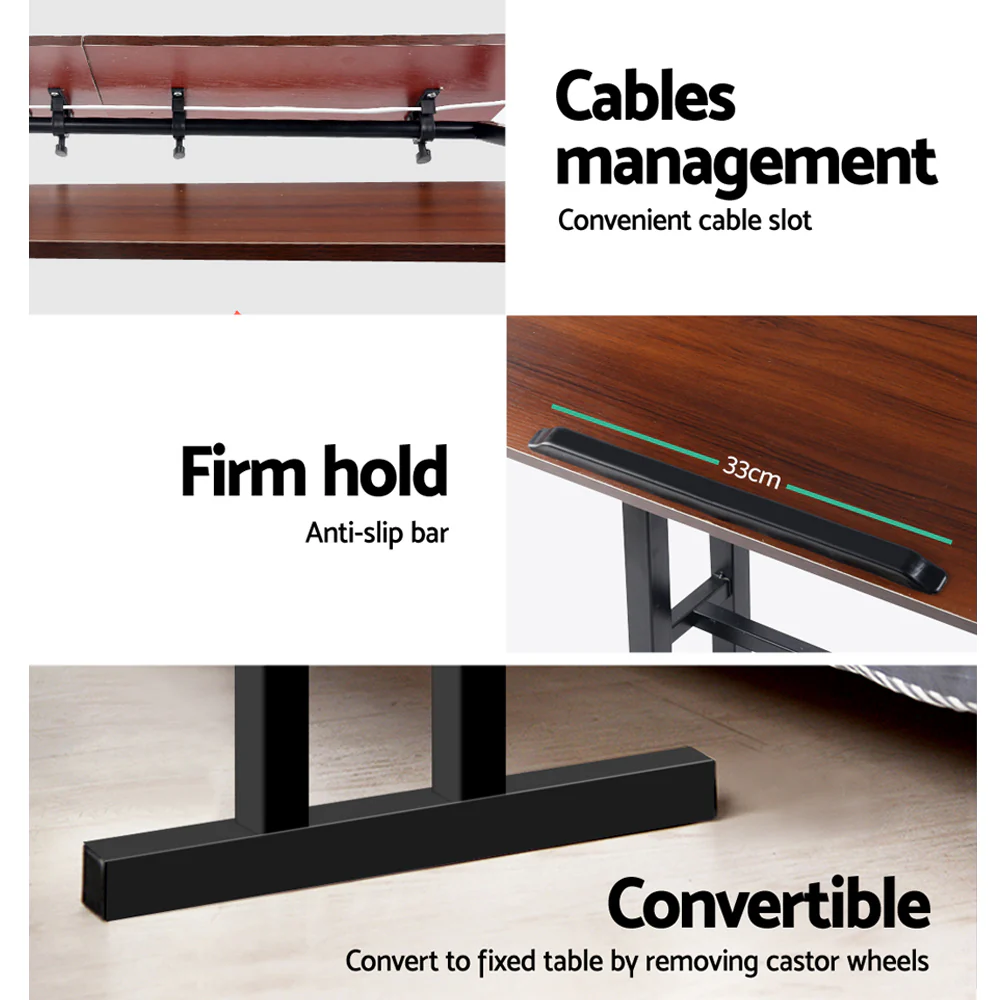 Artiss Laptop Desk Table Adjustable Dark Wood 80cm - Nurns