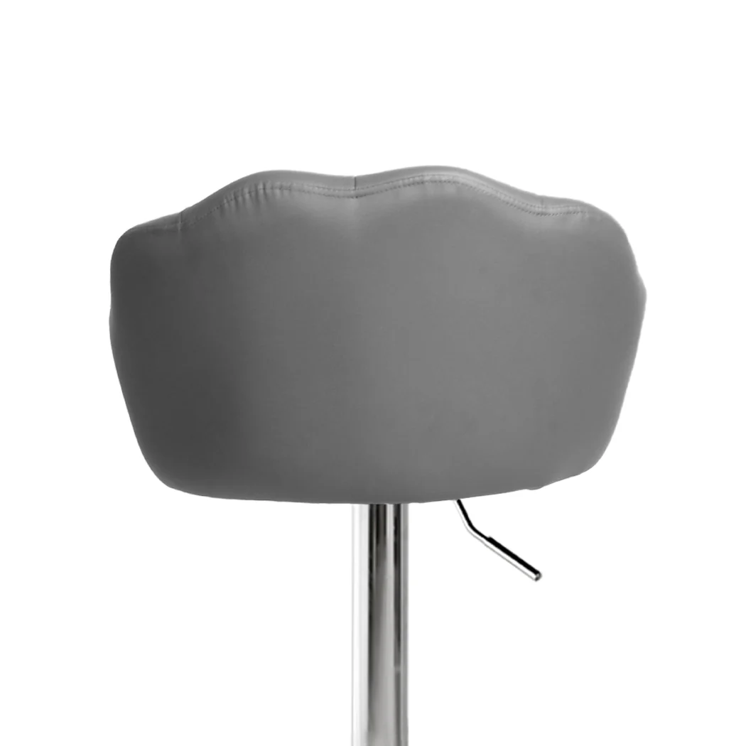 Set of 2 Mesa Bar Stools Kitchen Gas Lift Stool Chair Swivel Barstools Leather - Grey - Nurns