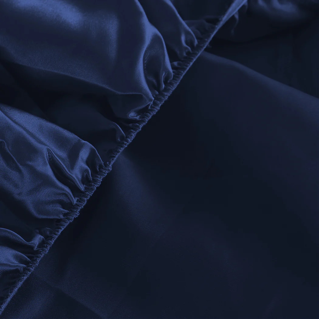 Queen Dreamz Silky Satin Sheets Fitted Flat Blue - Nurns