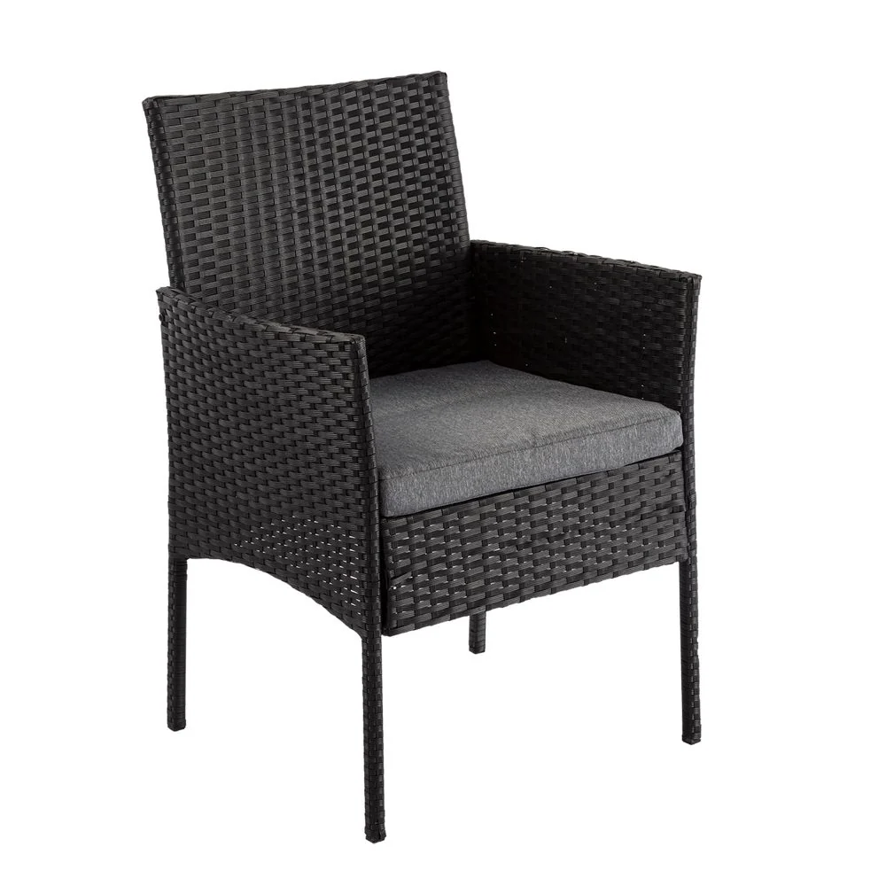 Lowry 4-Seater Wicker 4-Piece Outdoor Lounge Set - Black - Nurns