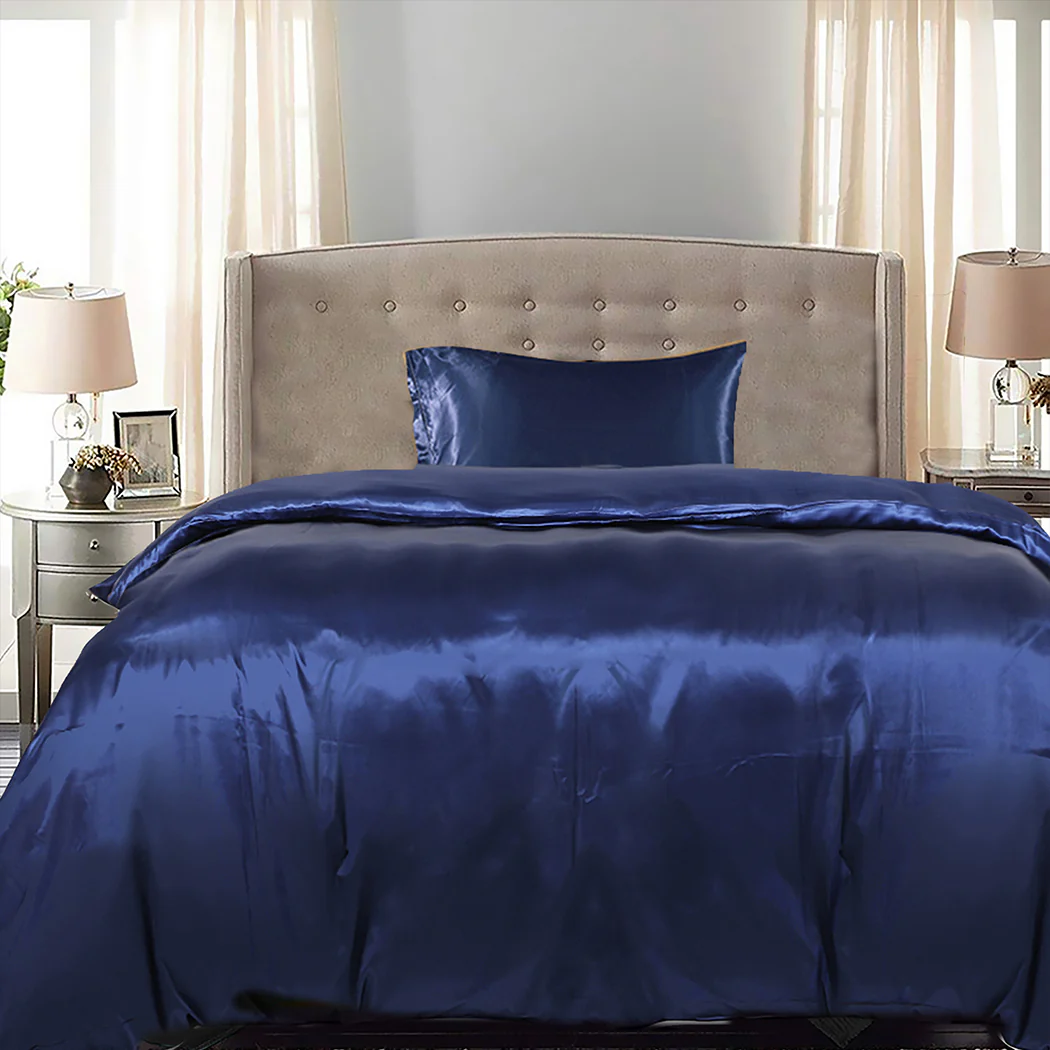 SINGLE 2-Piece Quilt Cover Set Bedspread & Pillowcase - Blue - Nurns