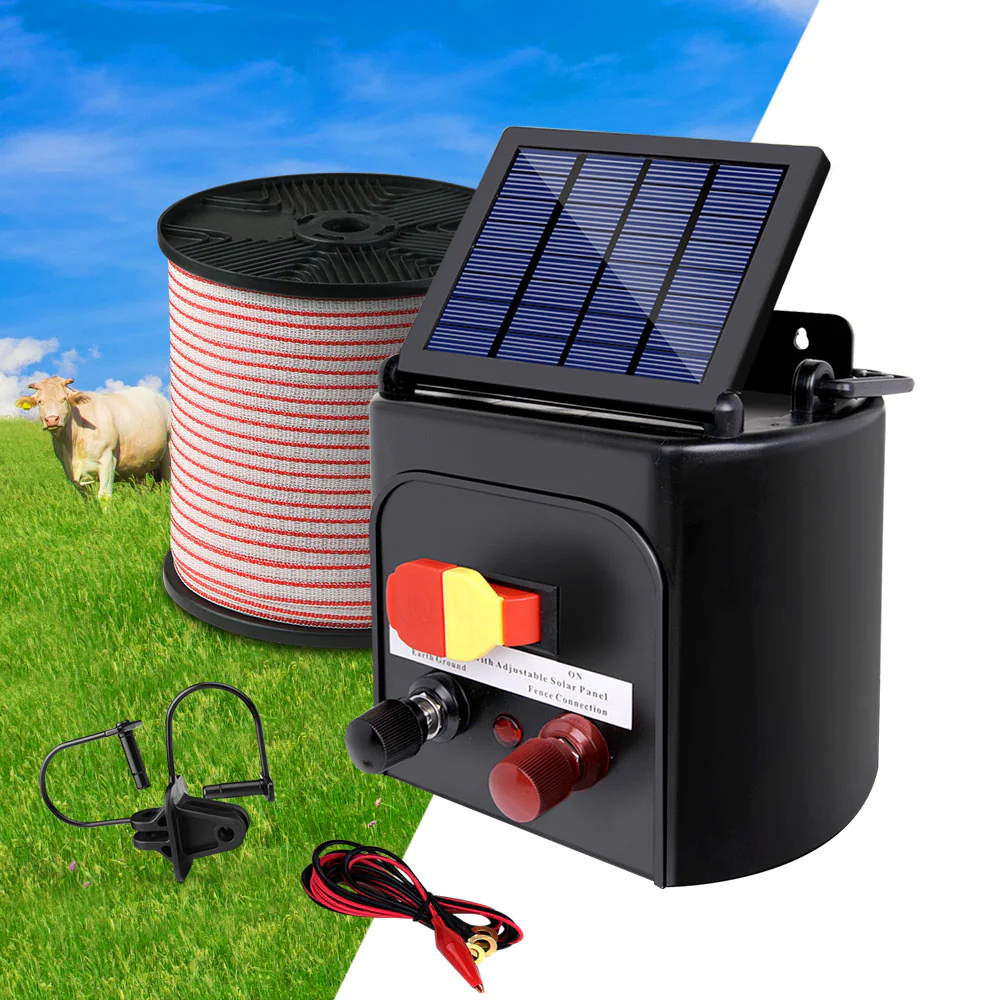 5km Solar Electric Fence Energiser Charger with 400M Tape and 25pcs Insulators - Nurns