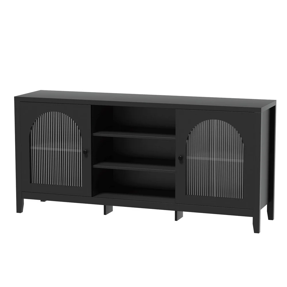 Matthew Buffet Sideboard Shelves Double Doors - Black - Nurns