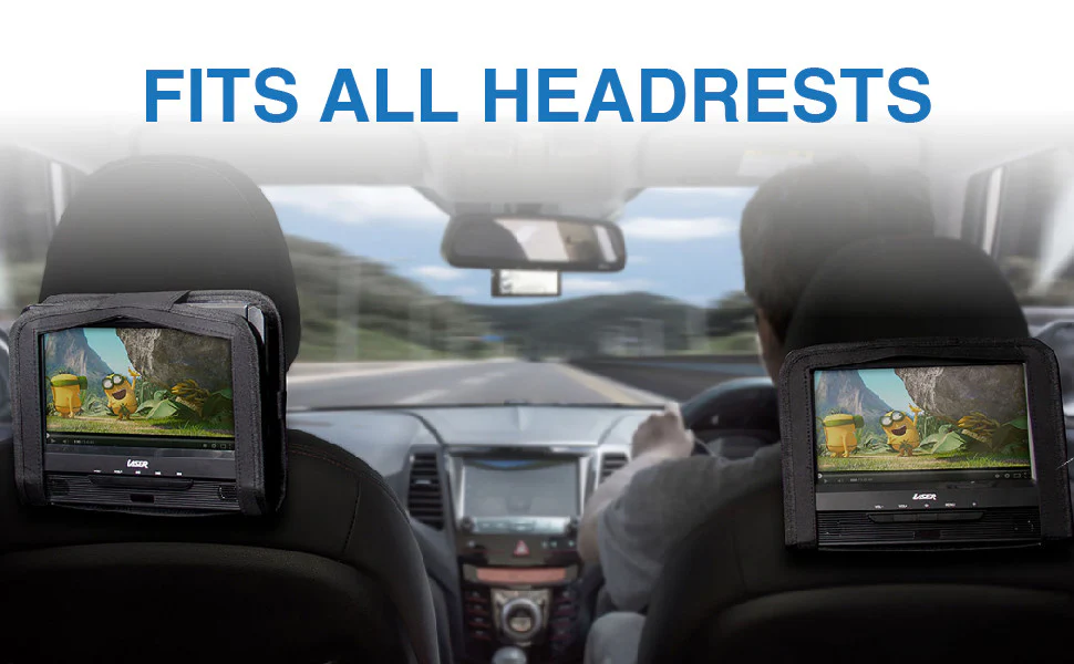 Laser 9 Inch Dual Screen DVD Player - Black - Nurns