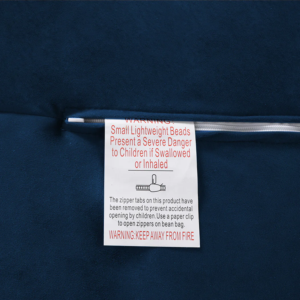 Bean Bag Chair Cover Soft Velevt Home Game Seat Lazy Sofa Cover Large - Blue - Nurns