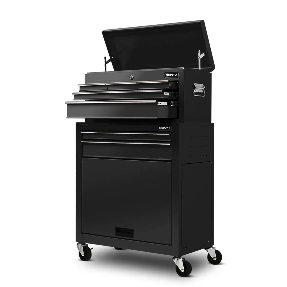 7 Drawer Tool Box Cabinet Chest Storage Garage Toolbox Organiser Set Black - Nurns