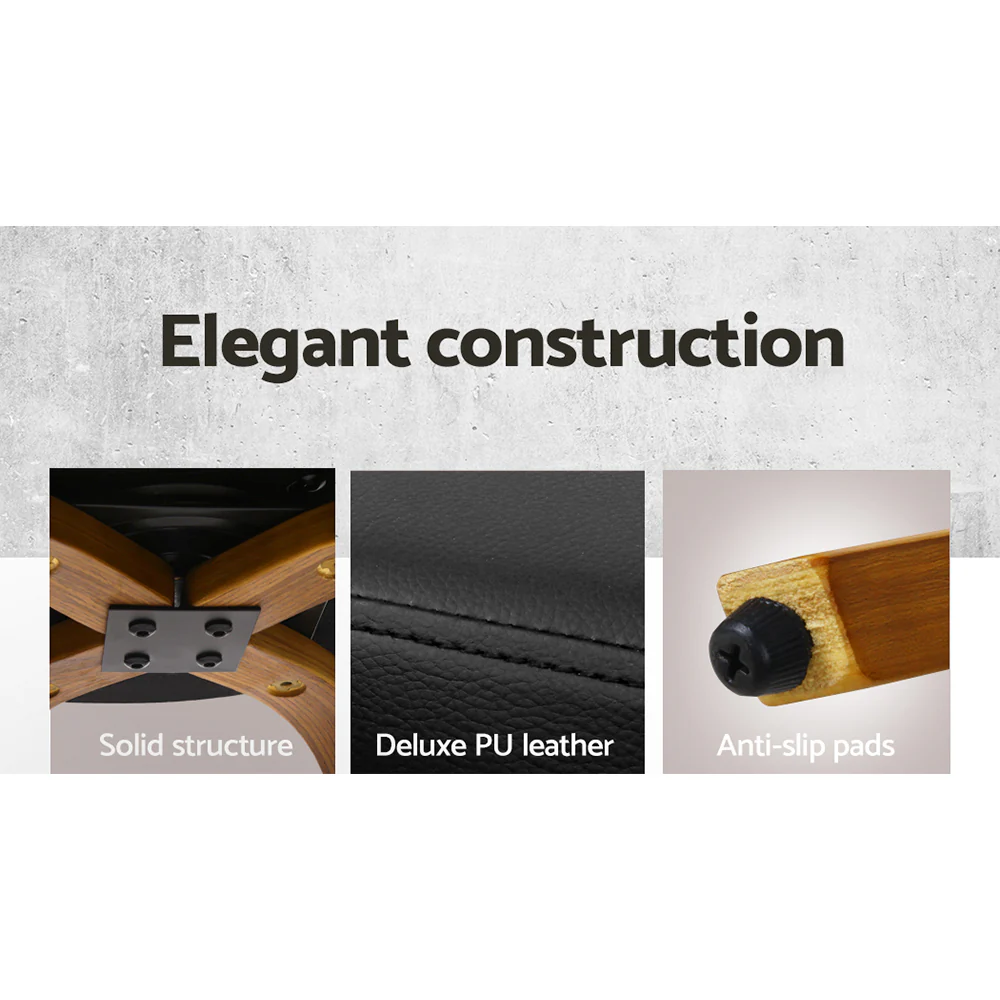 Set of 4 Alicante Walnut Wood Bar Stools - Black & Brown - Nurns