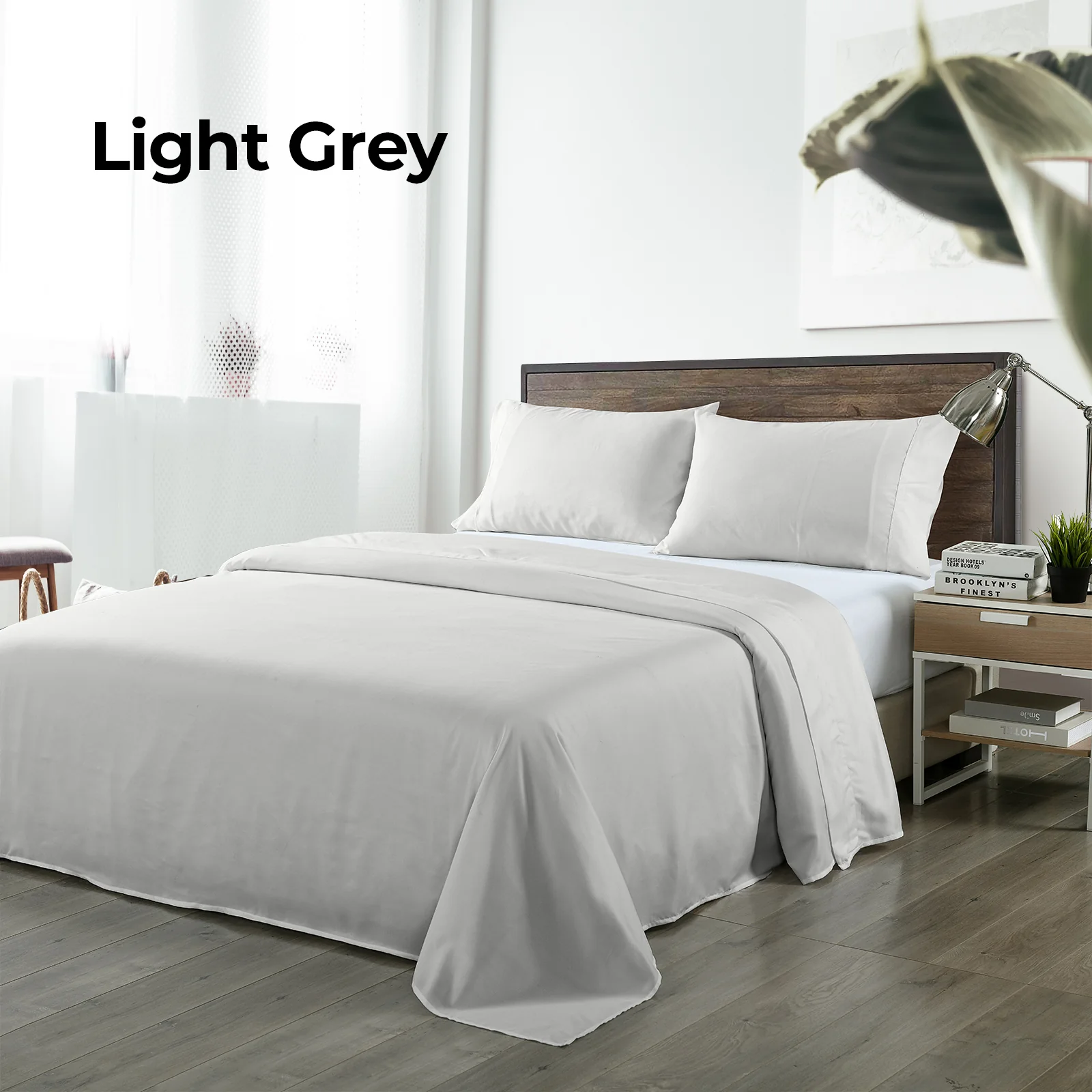 Queen Royal Comfort Blended Bamboo Sheet Set - Light Grey - Nurns