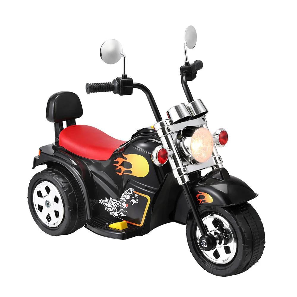 Kids Ride On Car Motorcycle Motorbike Electric Toys Horn Music 6V - Black - Nurns