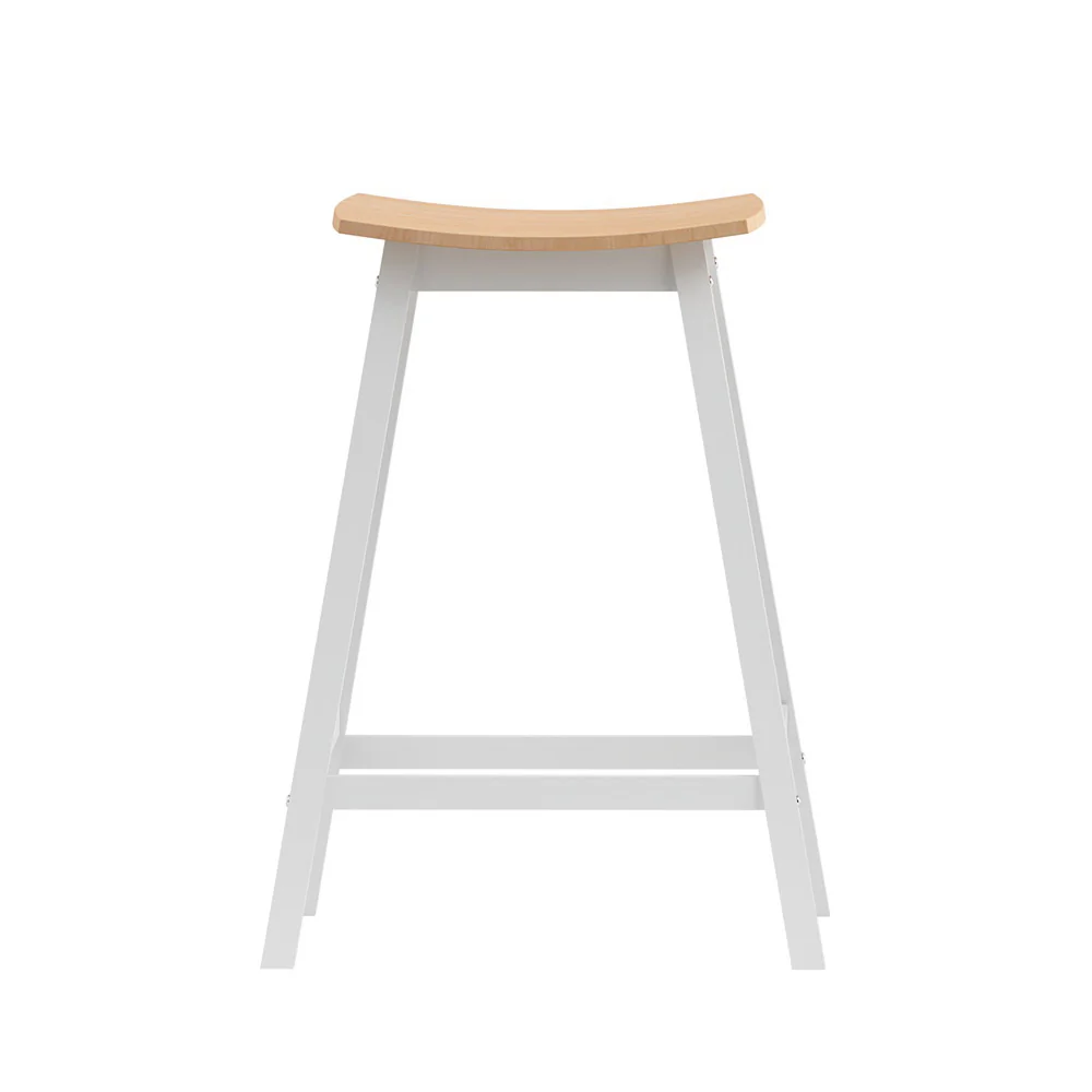 Set of 2 Dundee Wooden Bar Stools Bar Stool Dining Chairs Kitchen Barstools - Pine & White - Nurns