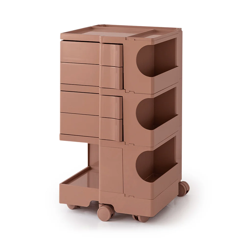 Vernon PP Plastic Bedside Tables Side Tables Nightstand Organizer Replica Boby Trolley 5 Tier with 4 Drawers - Pink - Nurns