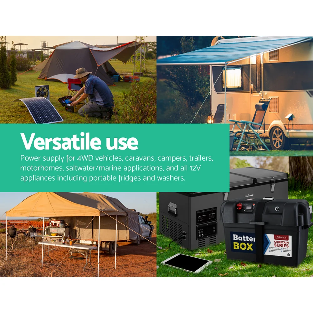 Deep Cycle Battery 12V 75Ah Box Portable Solar Caravan Camping - Nurns