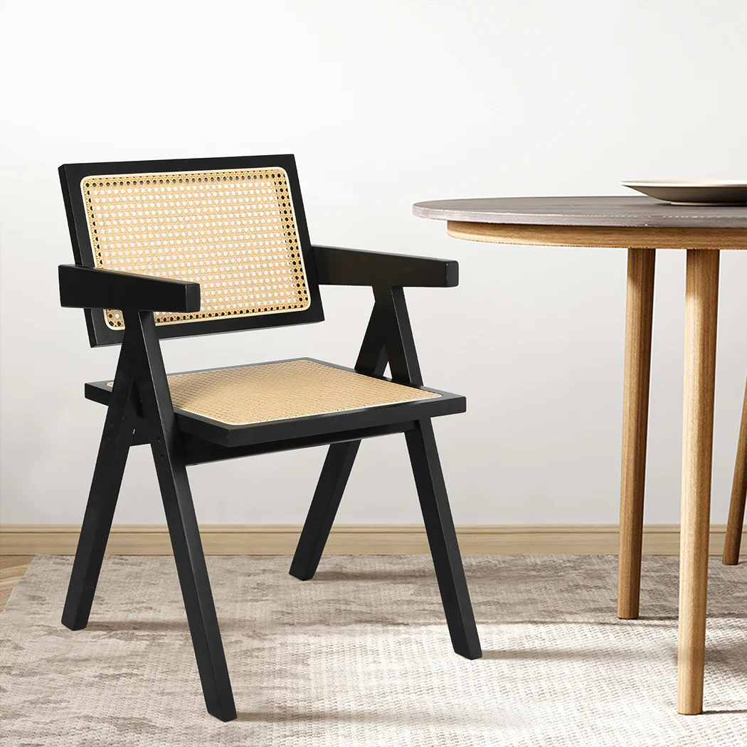 Elowen Wicker Armchair Dining Chair - Black - Nurns