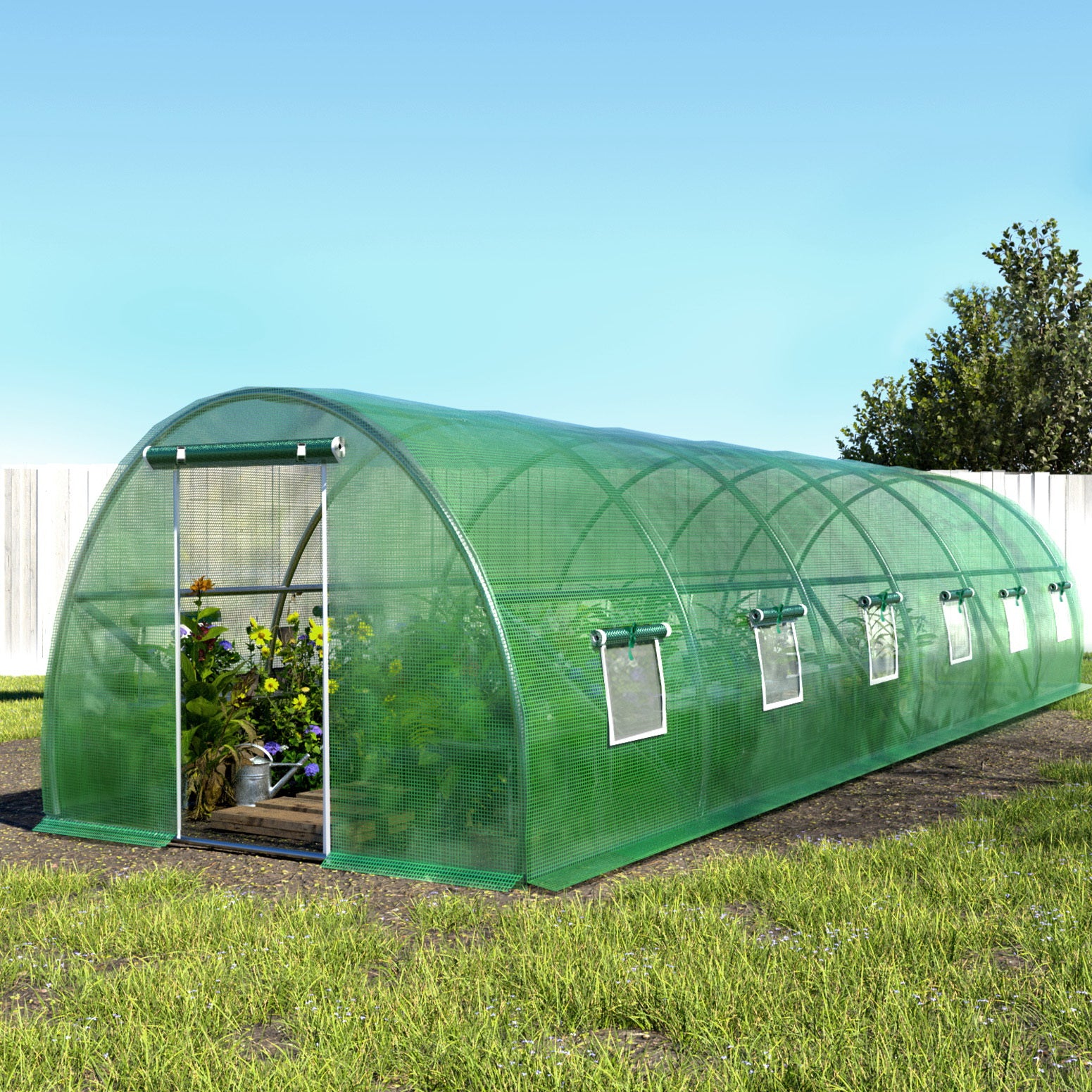 Greenfingers Greenhouse Walk in Green House Tunnel Plant Garden Shed Dome 9x3x2M - Nurns