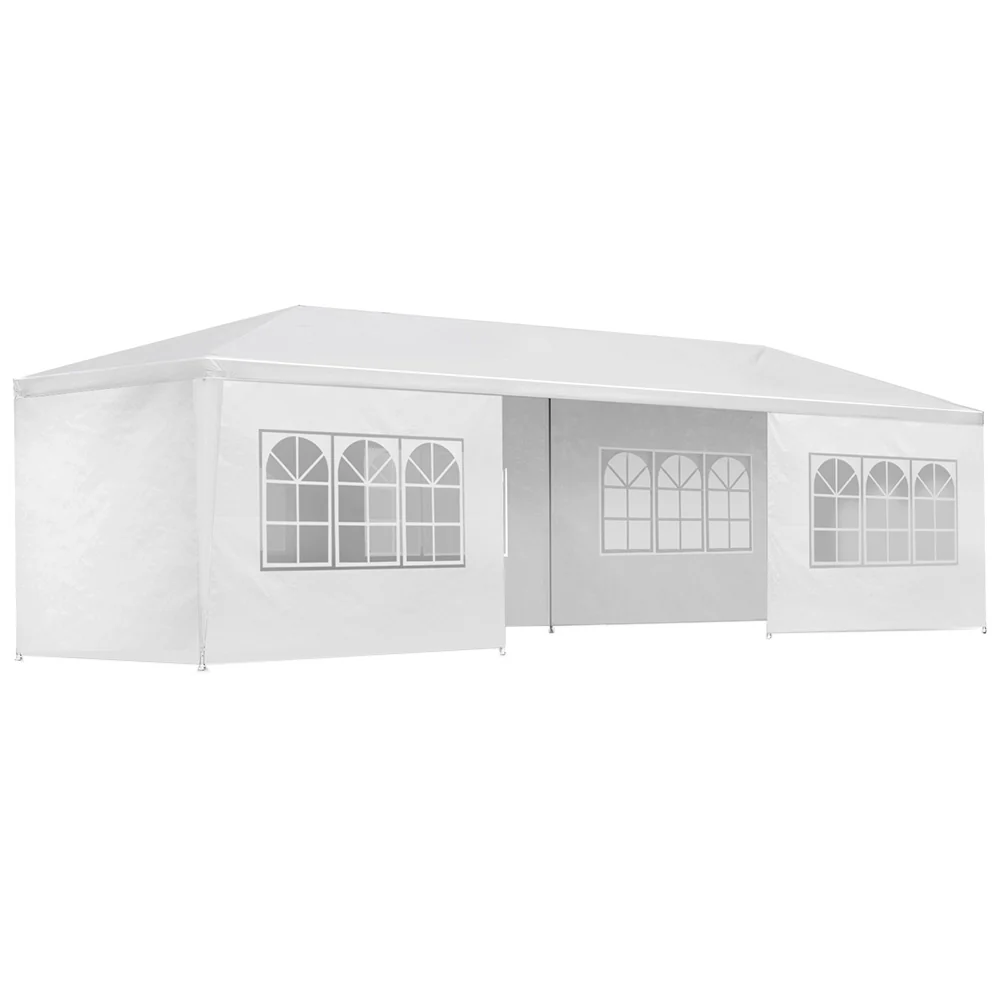 Instahut Gazebo 3x9m Marquee Wedding Party Tent Outdoor Camping Side Wall Canopy 8 Panel White - Nurns