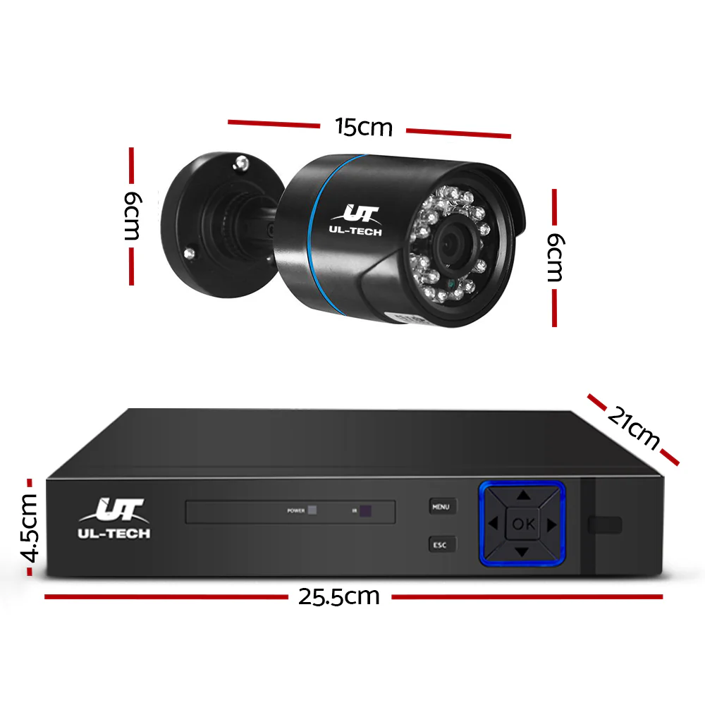 CCTV Security System 4CH DVR 2 Cameras 1TB Hard Drive - Nurns