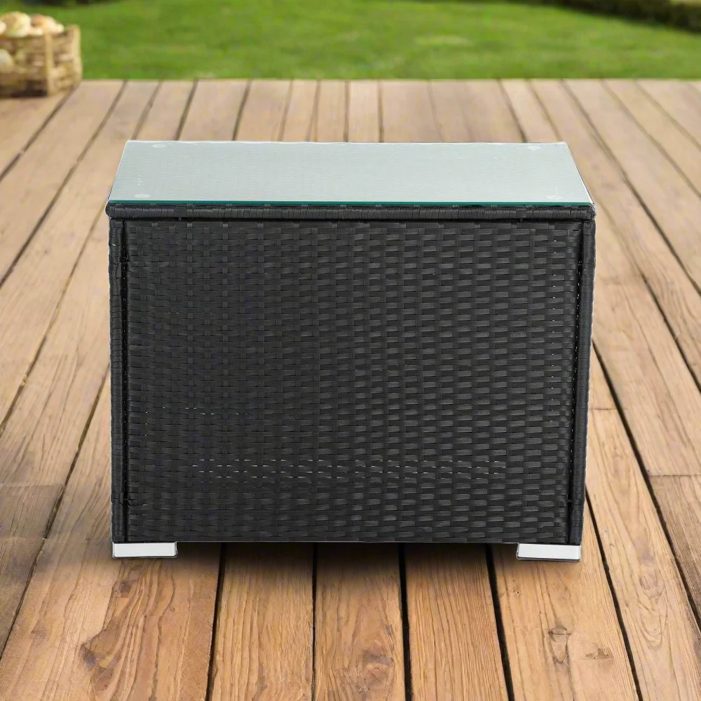 Mika Black Wicker End Table - Nurns