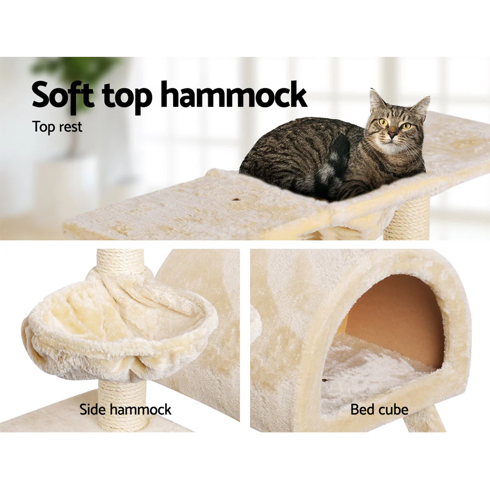 Cat Tree Trees Scratching Post Scratcher Condo Tower House Bed 100cm - Beige - Nurns