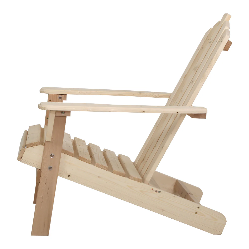 Adirondack Gardeon Outdoor Chairs Wooden Beach Chair Patio Furniture Garden Natural - Nurns