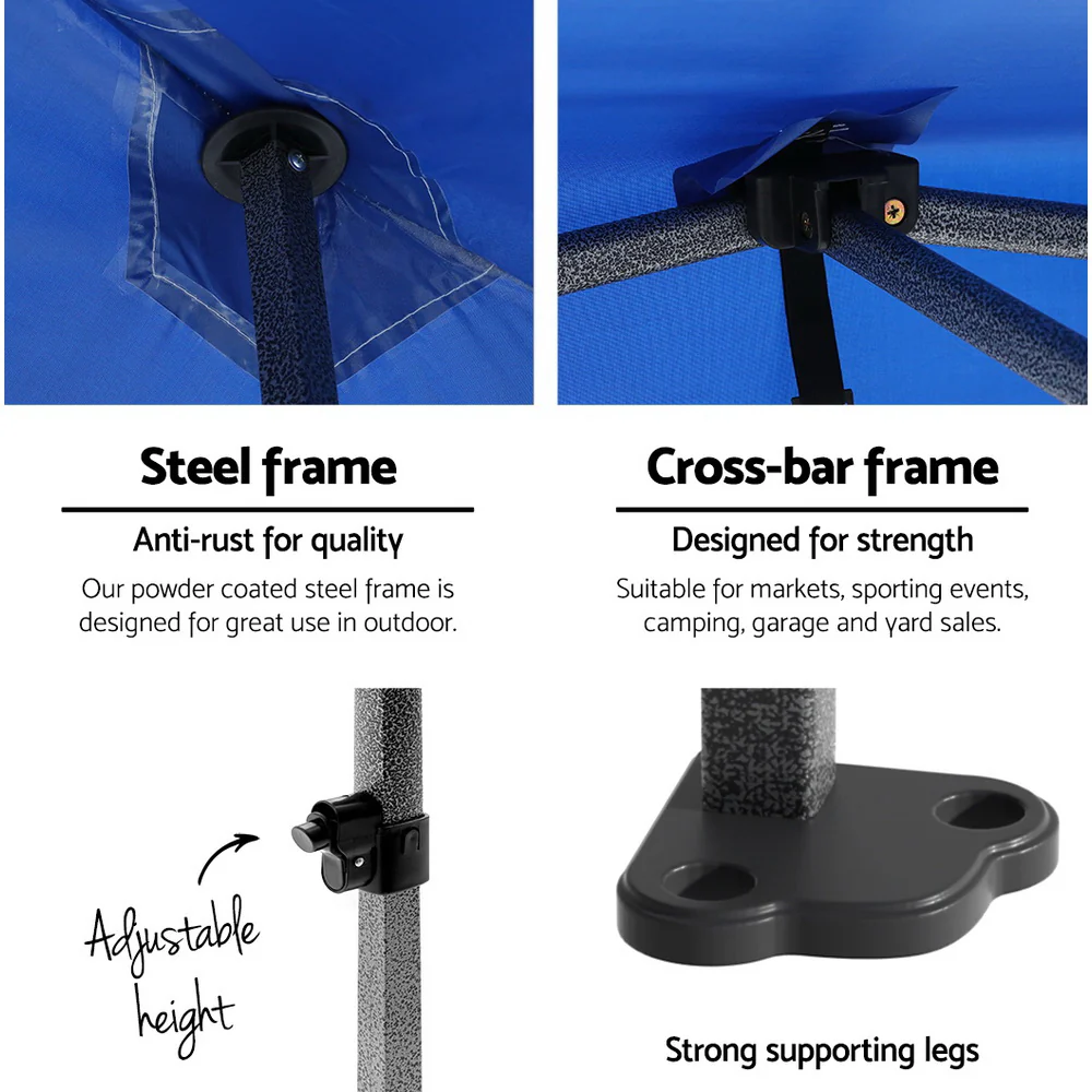Instahut Gazebo 3x6 Pop Up Marquee Folding Tent Wedding Gazebos Camping Outdoor Shade Canopy Blue - Nurns