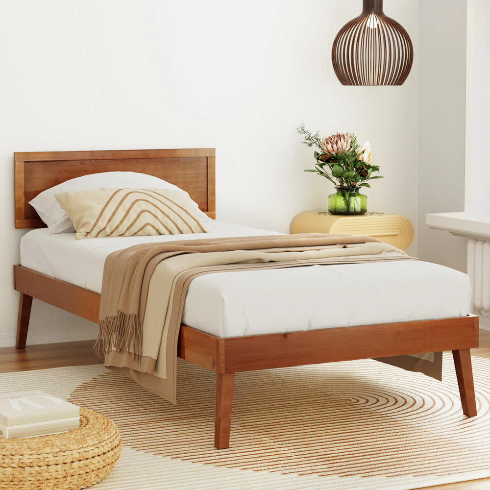 Zoisite Bed & Mattress Package with 32cm Mattress - Walnut Single - Nurns