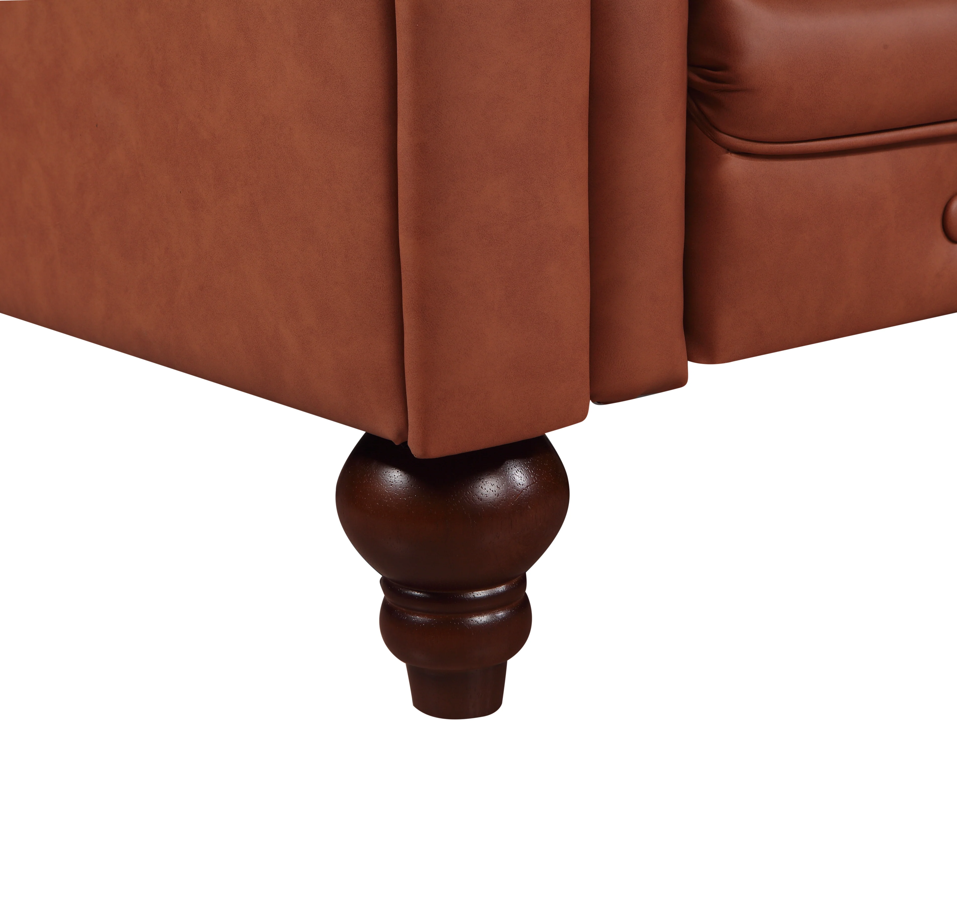 Mabel 2-Seater Sofa Lounge Button Tufted in Faux Leather - Brown - Nurns