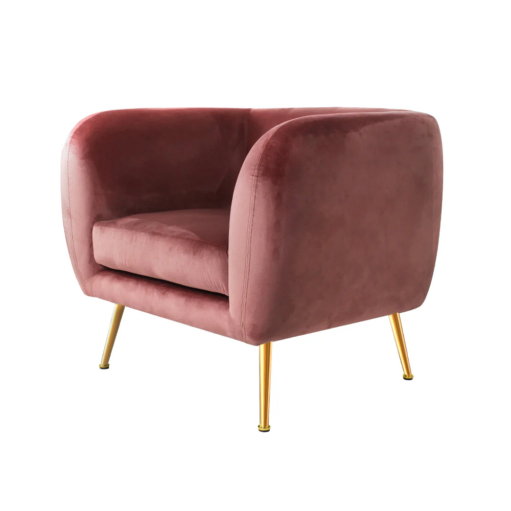 Matresha Accent Velvet Lounge Sofa Armchair - Pink - Nurns