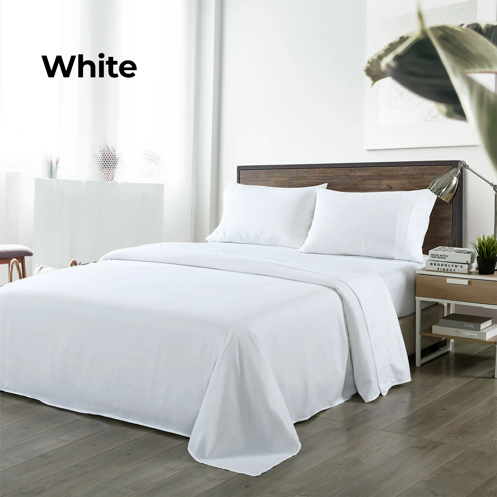 Queen Royal Comfort Blended Bamboo Sheet Set - White - Nurns