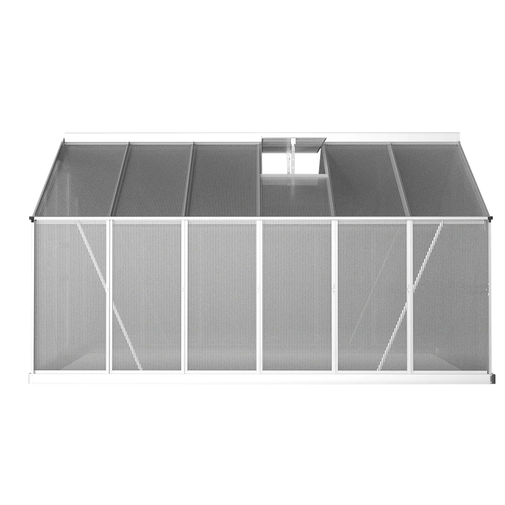 Greenfingers Greenhouse 3.6x2.5x1.95M Aluminium Polycarbonate Green House Garden Shed - Nurns