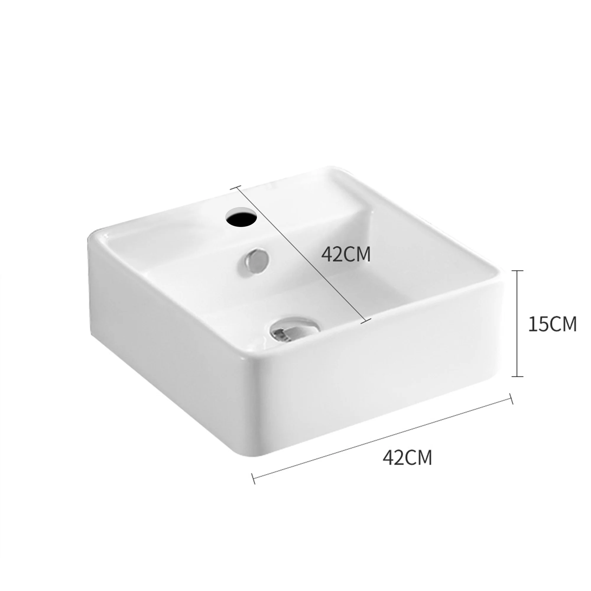 Square Ceramic Basin Bathroom Wash Counter Top Hand Wash Bowl Sink Vanity Above Basins - Nurns