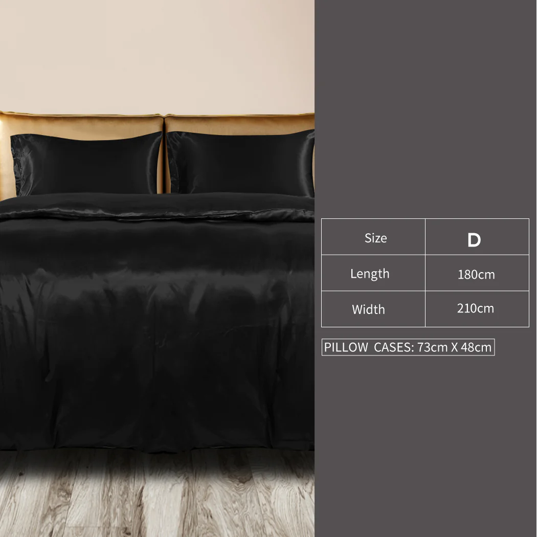 DOUBLE Quilt Cover Set Bedspread Pillowcases - Summer Black - Nurns