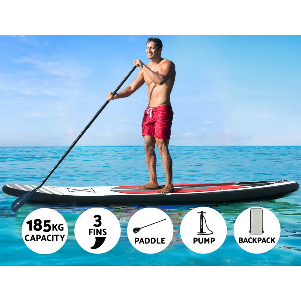 Stand Up Paddle Board 11ft Inflatable SUP Surfboard Paddleboard Kayak Surf - Black - Nurns