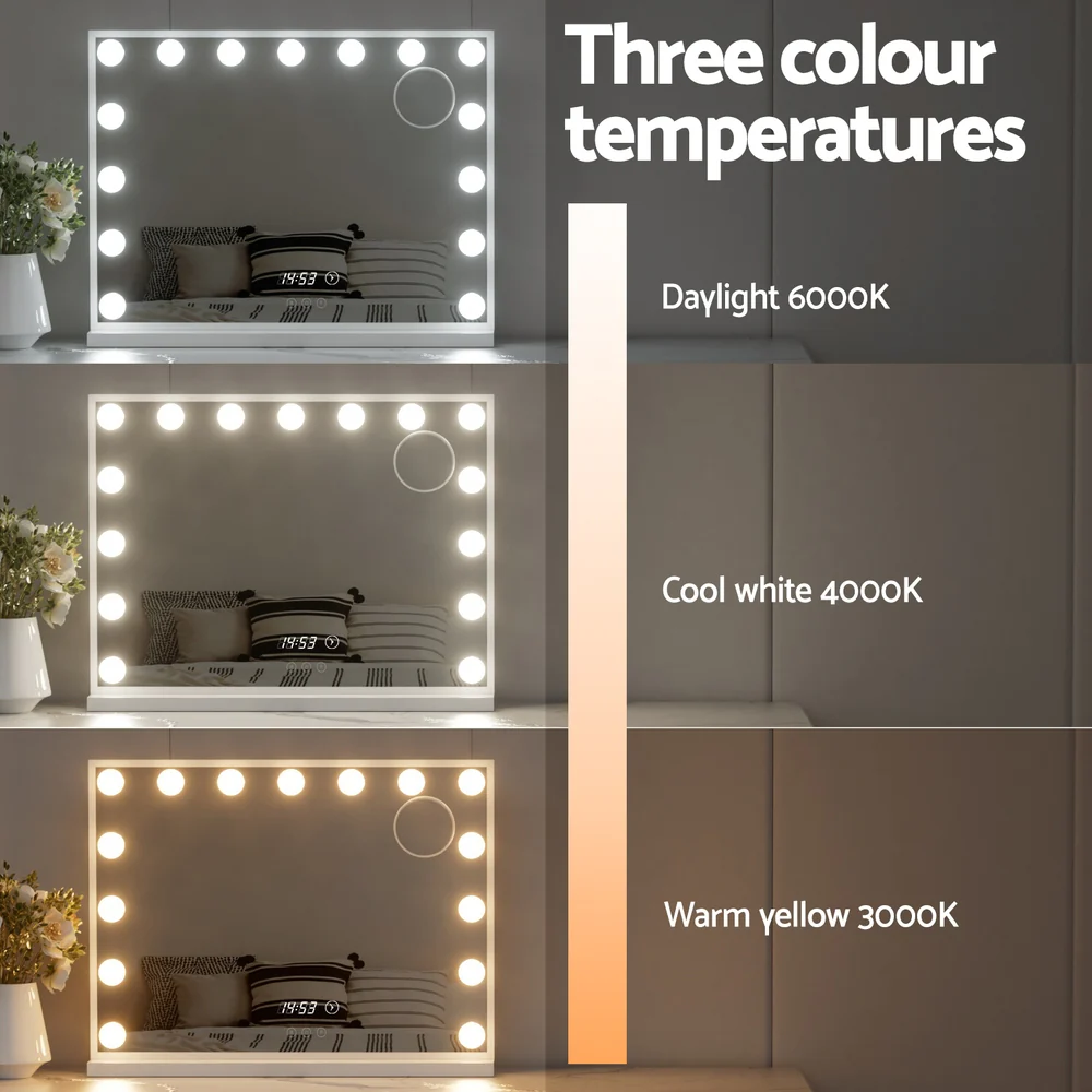 Makeup Mirror Hollywood 58x45cm 15 LED Time - Nurns