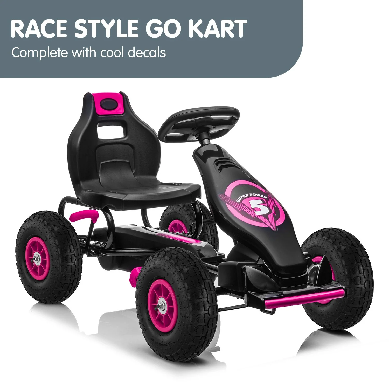 G18 Kids Ride On Pedal Go Kart - Rose Pink - Nurns