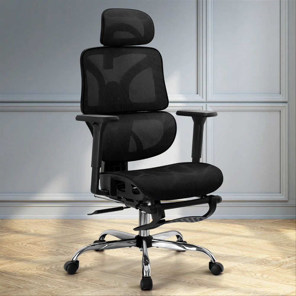 Artiss Ergonomic Office Chair Footrest Black - Nurns
