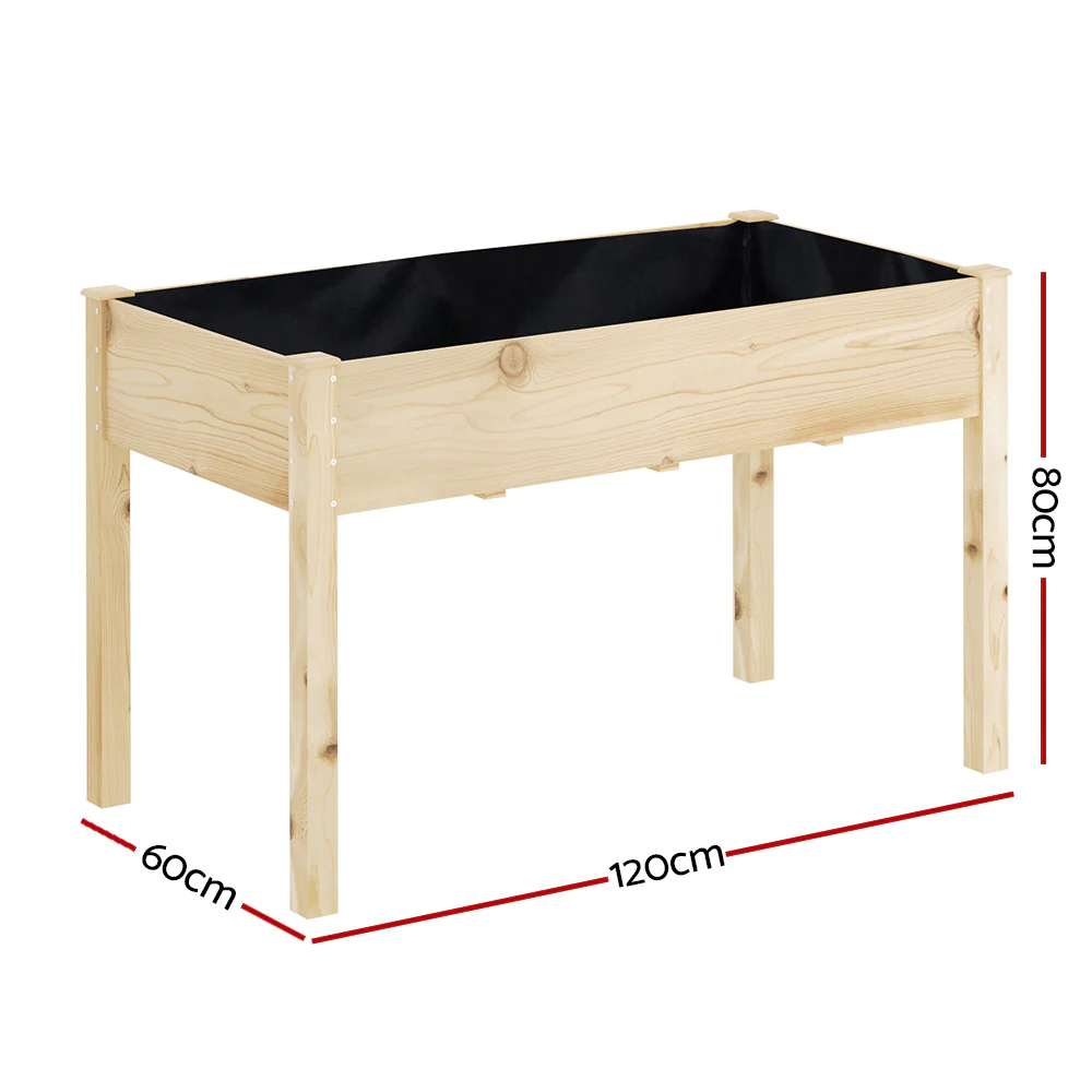 Garden Bed Elevated 120x60x80cm Wooden Planter Box Raised Container - Nurns