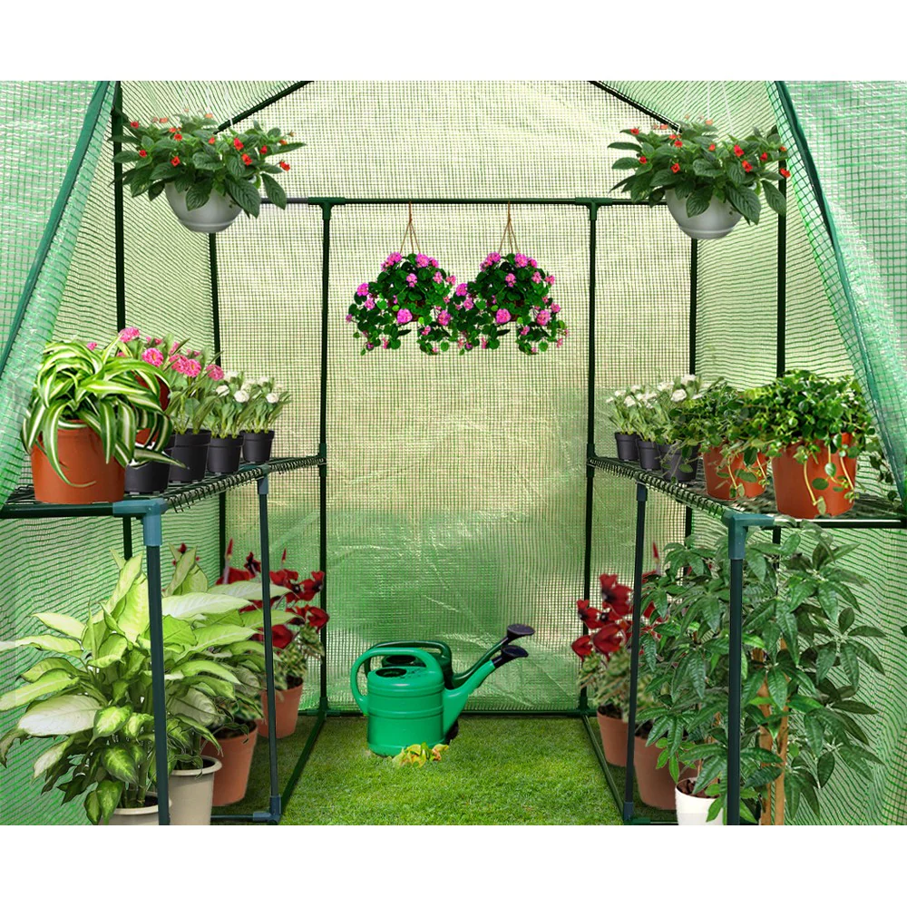Greenfingers Greenhouse 1.2x1.9x1.9M Walk in Green House Tunnel Plant Garden Shed 4 Shelves - Nurns