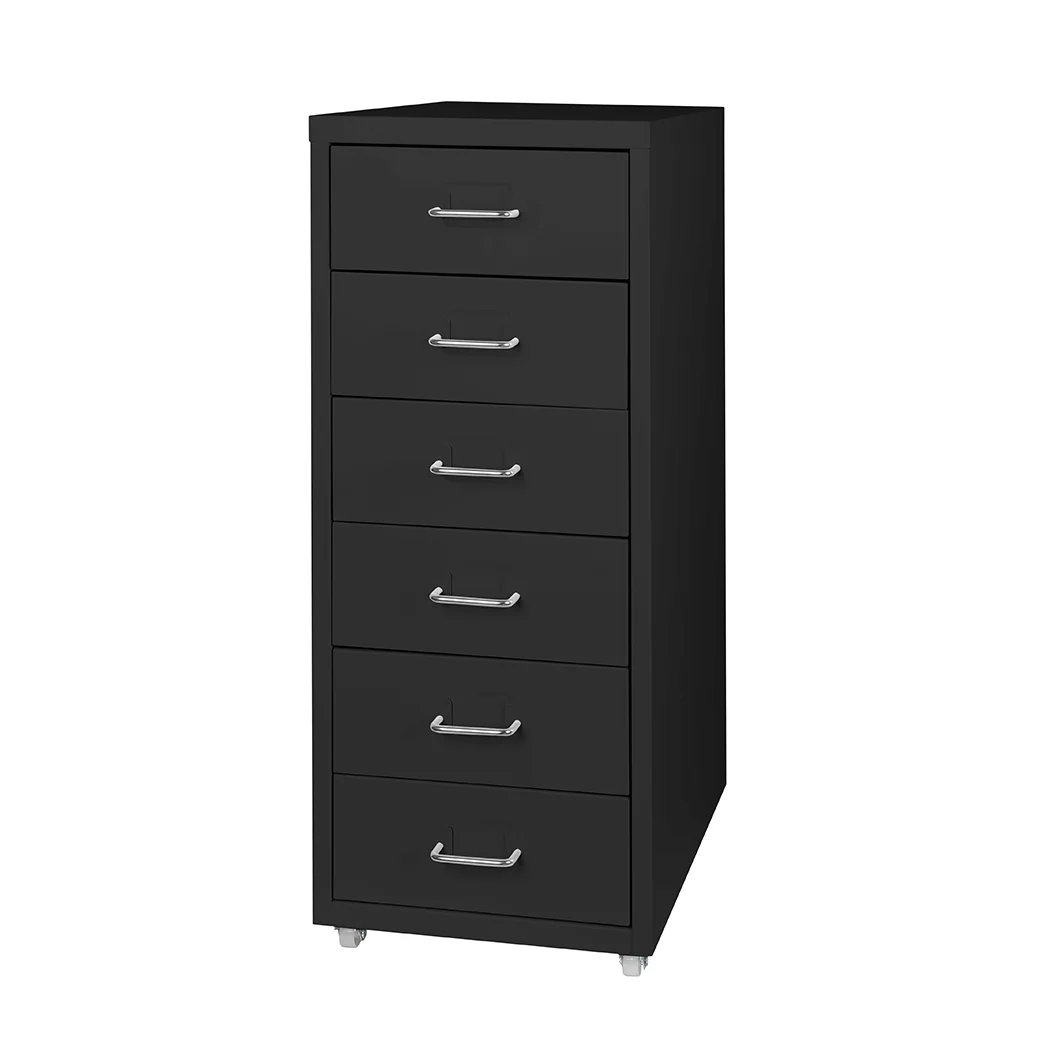 Levede 6 Drawer Office Cabinet Drawers Black - Nurns