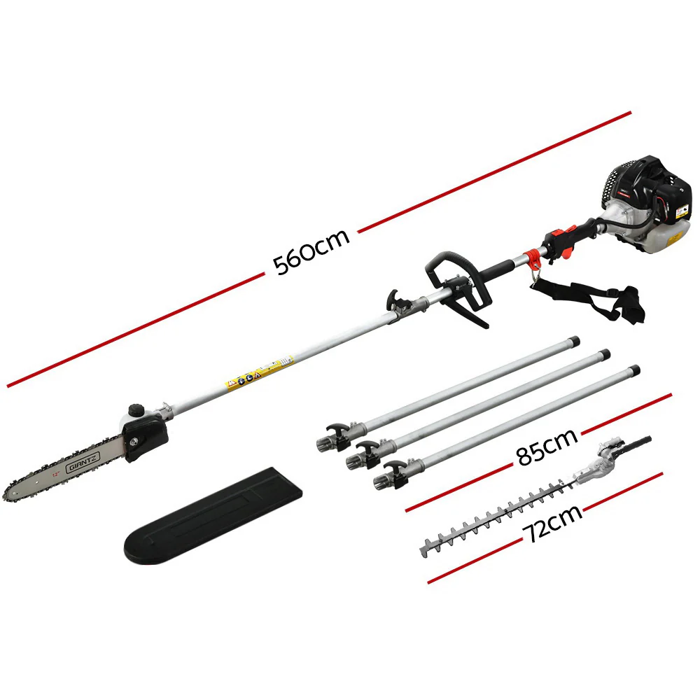 62CC Pole Chainsaw Hedge Trimmer 12in Chain Saw 5.6m Long Reach - Nurns