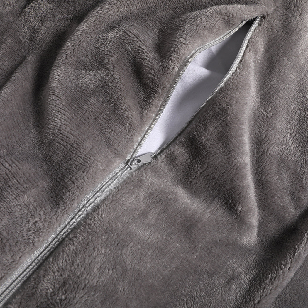 DOUBLE Luxury Flannel Quilt Cover with Pillowcase - Silver Grey - Nurns