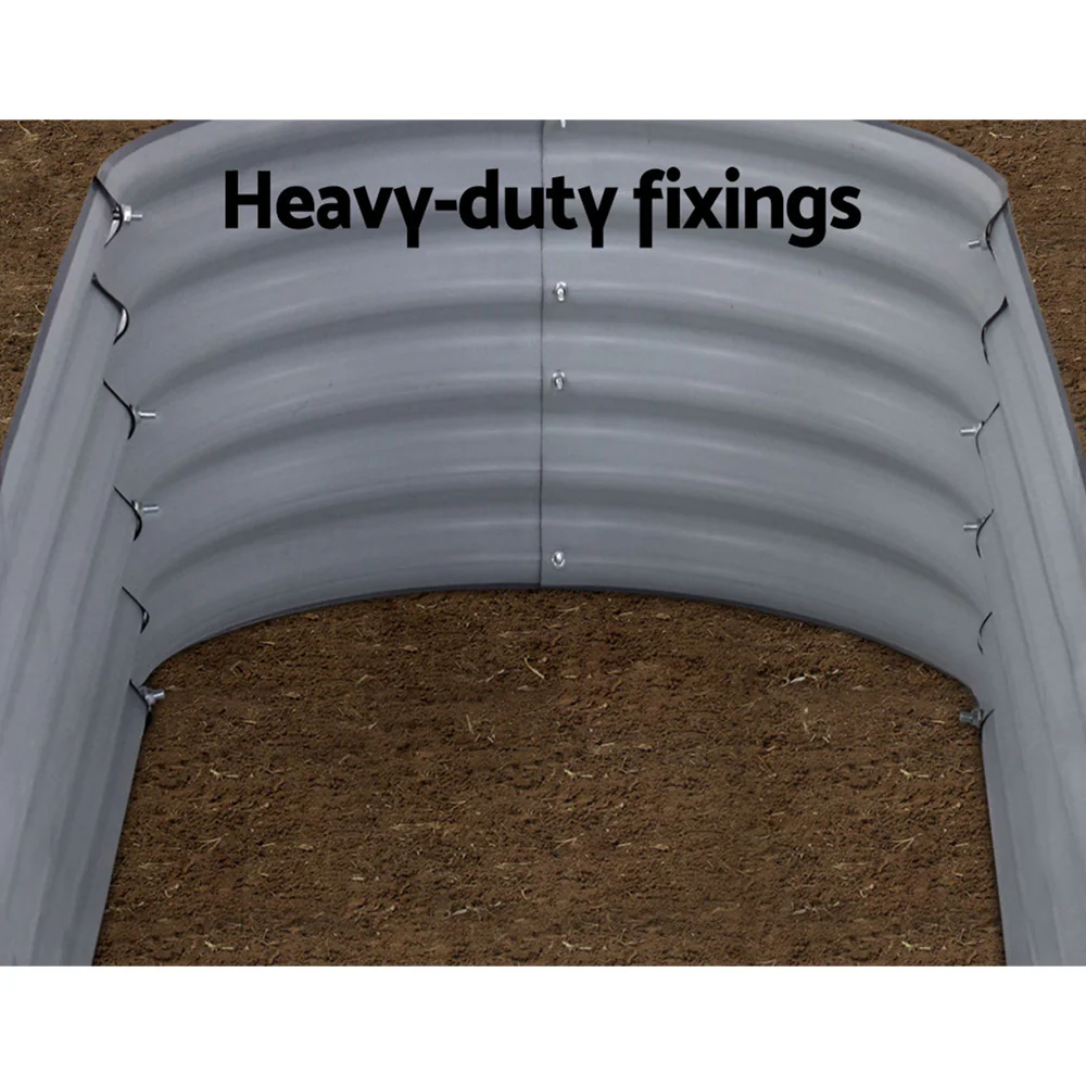 Garden Bed 160x80x42cm Oval Planter Box Raised Container Galvanised - Nurns