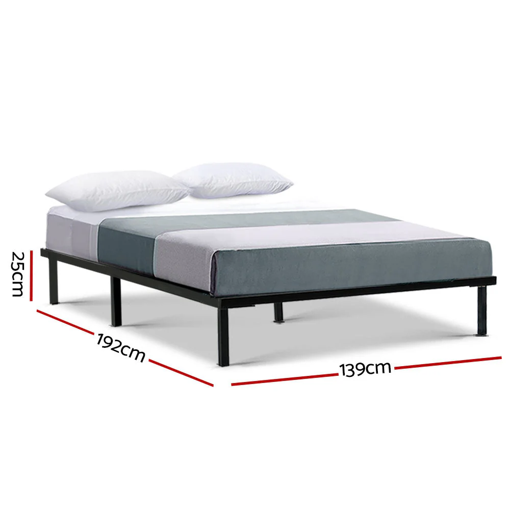 Kyanite Bed & Mattress Package with 34cm Black Mattress - Black Double - Nurns