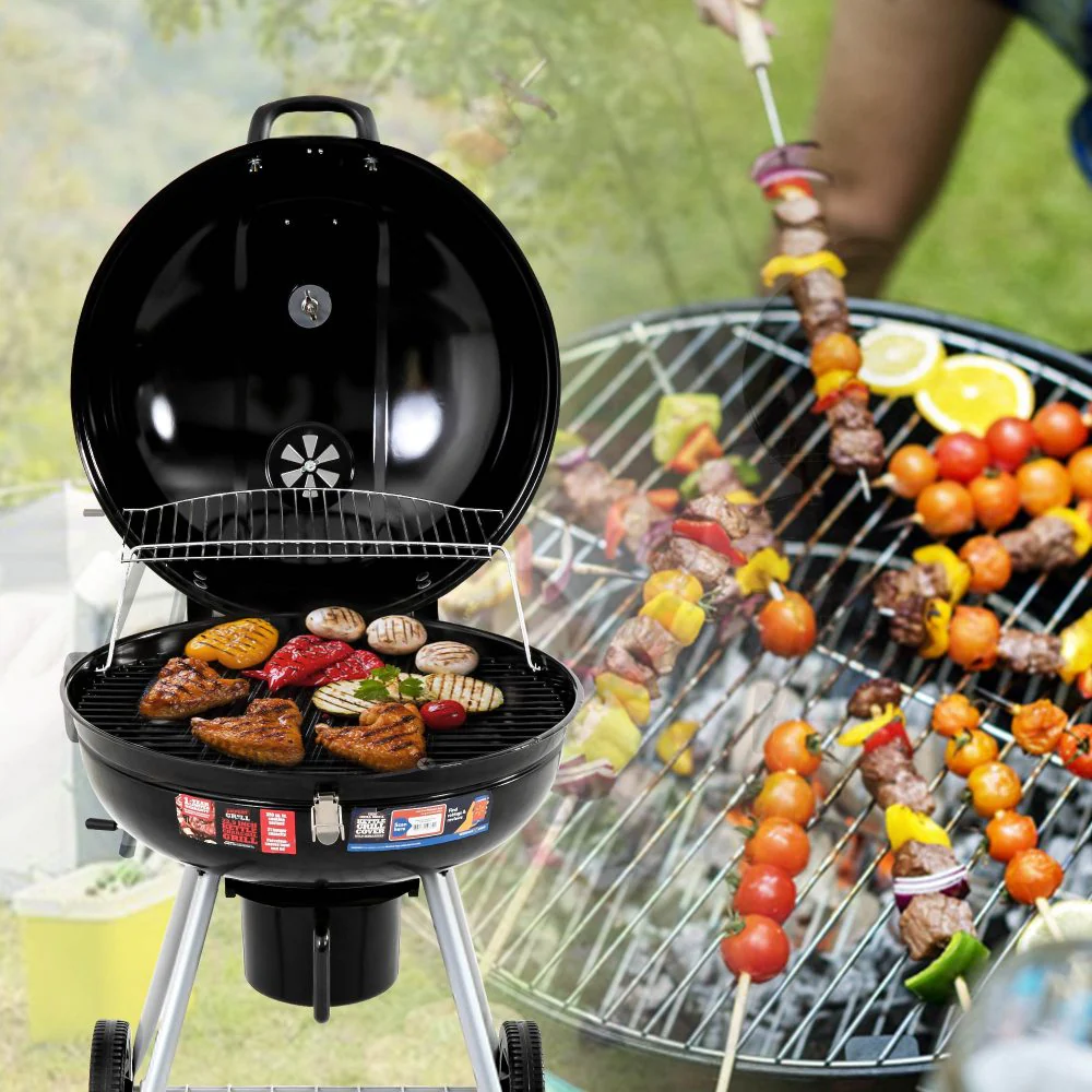 Terry Outdoor BBQ Smoker Portable Charcoal Roaster - Black - Nurns