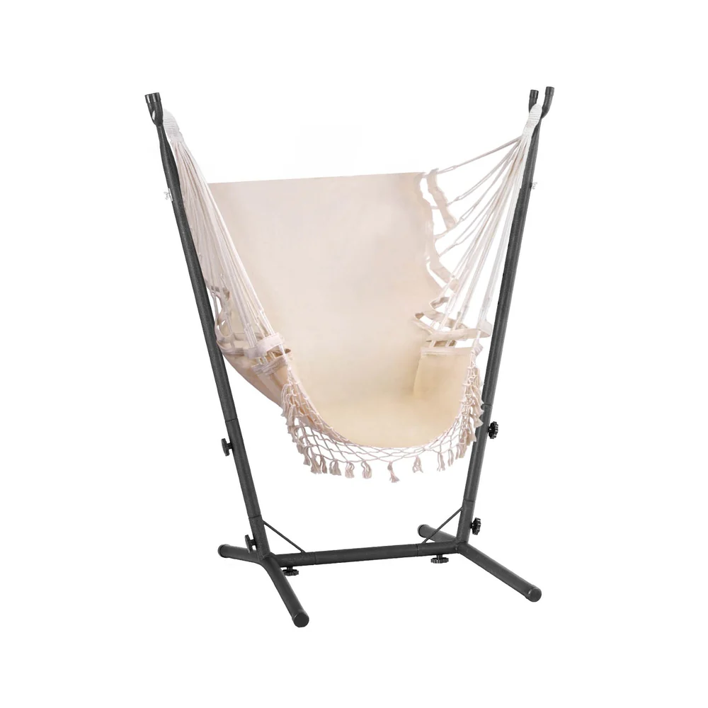 Hammock Chair Outdoor Camping Hanging with Stand - Cream - Nurns