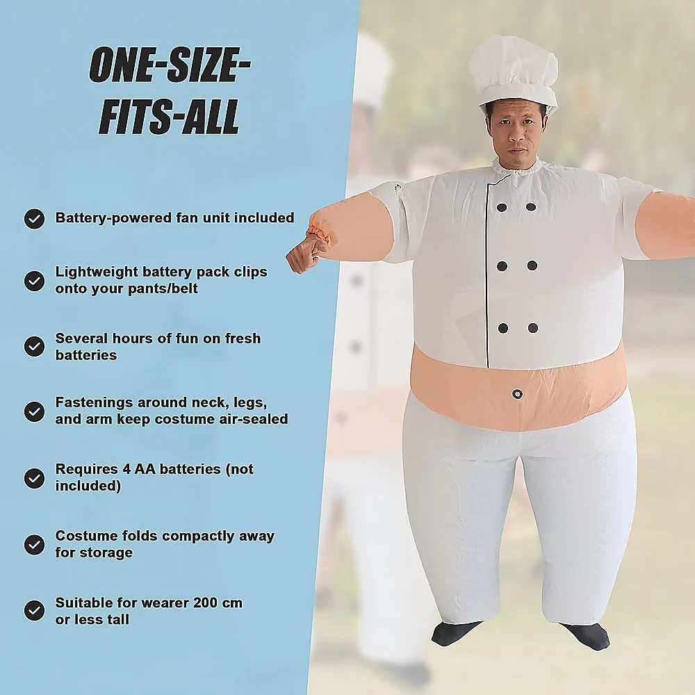 CHEF Fancy Dress Inflatable Suit - Fan Operated Costume - Nurns